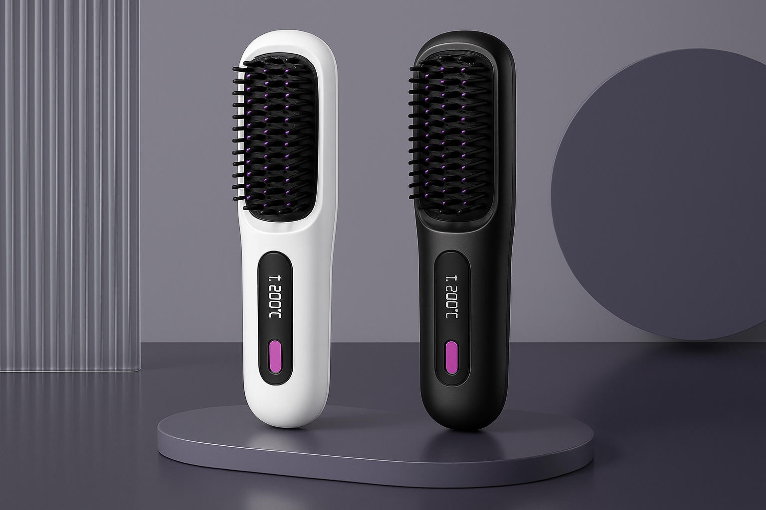 Mini brosse chauffante sans fil rechargeable